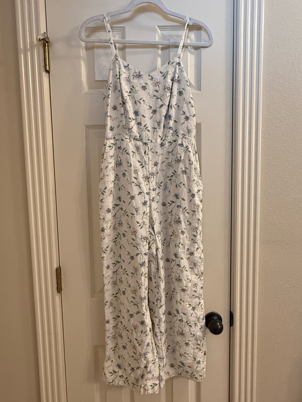 Old Navy White Floral Sleeveless Chemise with Green & Light Blue Print